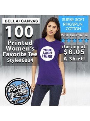 100 Custom Screen Printed Bella + Canvas 6004 Ladies ' The Favorite T-Shirt '